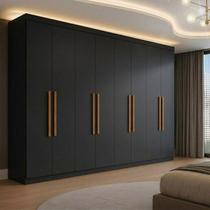 Guarda Roupa Casal 8 Portas 4 Gavetas Paris Espresso Móveis Preto