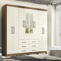 Guarda-roupa Casal 8 Portas 6 Gavetas Liverpool com Espelhos e Pés Guarda-roupa Casal 8 Portas 6 Gavetas Liverpool com Espelhos e Pés
