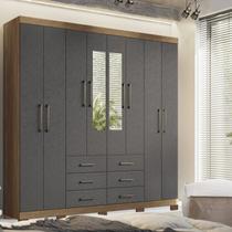 Guarda-roupa Casal 8 Portas 6 Gavetas Liverpool com Espelhos e Pés Guarda-roupa Casal 8 Portas 6 Gavetas Liverpool com Espelhos e Pés