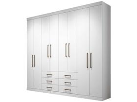 Guarda Roupa Casal 8 Portas 6 Gavetas Master Branco Brilho - Santos Andirá