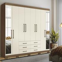 Guarda-roupa Casal 8 Portas 6 Gavetas Master com Espelho e Pés