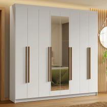 Guarda-Roupa Casal 8 Portas Batentes com Espelho Branco/Branco/Rustic Saturno Madesa Guarda-Roupa Casal 8 Portas Batentes com Espelho Branco/Branco/Rustic Saturno Madesa