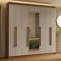 Guarda-Roupa Casal 8 Portas Batentes com Espelho Rustic/Crema/Rustic Saturno Madesa Guarda-Roupa Casal 8 Portas Batentes com Espelho Rustic/Crema/Rustic Saturno Madesa