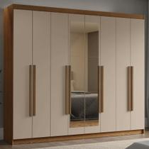 Guarda-Roupa Casal 8 Portas Batentes com Espelho Rustic/Crema/Rustic Venus Madesa Guarda-Roupa Casal 8 Portas Batentes com Espelho Rustic/Crema/Rustic Venus Madesa