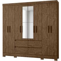 Guarda Roupa Casal 8 Portas Com Espelho 9723 Castanho Wood Moval Castanho Wood
