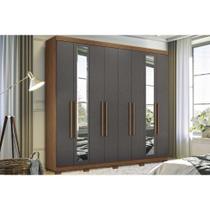 Guarda Roupa Casal 8 Portas e 4 Gavetas c/Espelho e Pés Master New 8.4 Jatoba/Grafitte - Santos Andirá Guarda Roupa Casal 8 Portas e 4 Gavetas c/Espelho e Pés Master New 8.4 Jatoba/Grafitte - Santos Andirá
