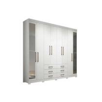 Guarda Roupa Casal 8 Portas e 6 Gavetas c/ Espelho e Pés Master 8.6 Branco - Santos Andirá
