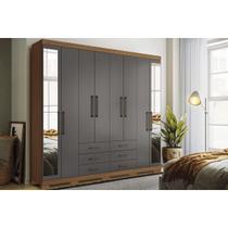 Guarda Roupa Casal 8 Portas e 6 Gavetas c/ Espelho e Pés Master 8.6 Jatoba/Grafitte - Santos Andirá Guarda Roupa Casal 8 Portas e 6 Gavetas c/ Espelho e Pés Master 8.6 Jatoba/Grafitte - Santos Andirá