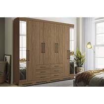 Guarda Roupa Casal 8 Portas e 6 Gavetas c/ Espelho e Pés Master 8.6 Jatoba - Santos Andirá