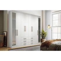 Guarda Roupa Casal 8 Portas e 6 Gavetas c/ Espelho Master 8.6 Branco - Santos Andirá