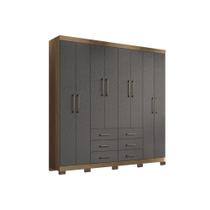 Guarda Roupa Casal 8 Portas e 6 Gavetas c/ Pés Liverpool Jatoba/Grafitte - Santos Andirá Guarda Roupa Casal 8 Portas e 6 Gavetas c/ Pés Liverpool Jatoba/Grafitte - Santos Andirá
