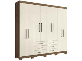 Guarda Roupa Casal 8 Portas e 6 Gavetas c/ Pés Master 8.6 jatoba/Areia - Santos Andirá