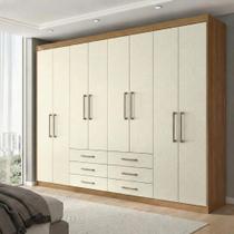 Guarda Roupa Casal 8 Portas e 6 Gavetas Master Bege/Jatobá/Areia Guarda Roupa Casal 8 Portas e 6 Gavetas Master Bege/Jatobá/Areia