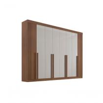 Guarda Roupa Casal 8 Portas Ripado 8 Gavetas Com Pés Daymont - D' Doro Castanho/off White/ripado
