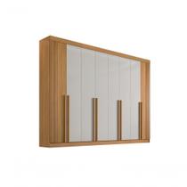 Guarda Roupa Casal 8 Portas Ripado 8 Gavetas Sem Pés Daymont - D' Doro Cinamomo/off White/ripado