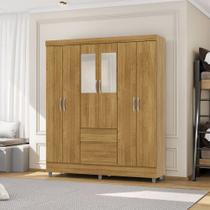 Guarda Roupa Casal Abruzzo 6 Portas de Bater 2 com Espelhos e 2 Gavetas Nature G98 - Gran Belo Guarda Roupa Casal Abruzzo 6 Portas de Bater 2 com Espelhos e 2 Gavetas Nature G98 - Gran Belo