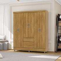 Guarda Roupa Casal Abruzzo 6 Portas de Bater 2 Gavetas com Cabideiro Nature G98 - Gran Belo
