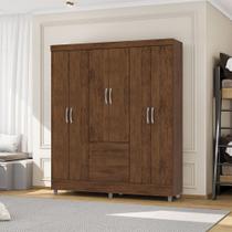 Guarda Roupa Casal Abruzzo 6 Portas de Bater 2 Gavetas com Cabideiro Nogueira G98 - Gran Belo Guarda Roupa Casal Abruzzo 6 Portas de Bater 2 Gavetas com Cabideiro Nogueira G98 - Gran Belo