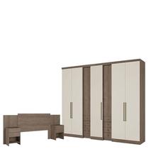 Guarda Roupa Casal Absolut Clear 7 Portas Rustic Off White e Cabeceira Formosa Rustic -THB Guarda Roupa Casal Absolut Clear 7 Portas Rustic Off White e Cabeceira Formosa Rustic -THB
