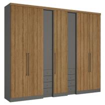 Guarda Roupa Casal Absolut Plus 7 Portas Grafite Almendra Acetinado - Thb