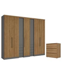 Guarda Roupa Casal Absolut Plus 7 Portas Grafite Almendra E Cômoda Condessa Almendra - Thb