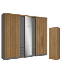 Guarda Roupa Casal Absolut Plus Glass 7 Portas Grafite Almendra e Multiuso Space Almendra - THB