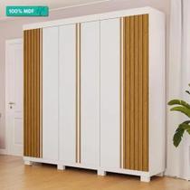 Guarda Roupa Casal ACP Eliza 6 Portas com Pés 100% MDF - Branco/Cinamomo - ACP Móveis