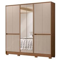 Guarda Roupa Casal Alasca 10 Portas Carvalho Fendi Com Espelho - Moval