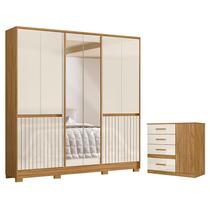 Guarda Roupa Casal Alasca e Cômoda Vênus Freijó Off White - Moval