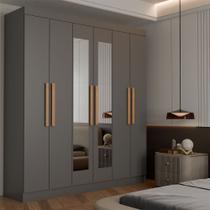 Guarda-Roupa Casal Albuquerque 6 Portas 2 Gavetas 100% Mdf com Espelho Onix - Panorama Móveis