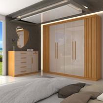 Guarda-Roupa Casal Alento 7 Portas 9 Gavetas Cinamomo/Off White - Panorama Móveis