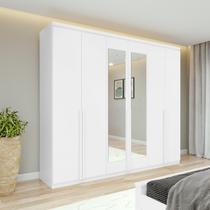 Guarda-Roupa Casal Alonzo 6 Portas 4 Gavetas Com Espelho Branco