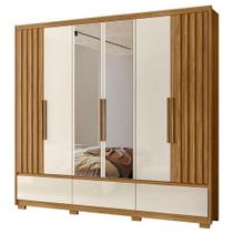 Guarda Roupa Casal Amazonas 6 Portas Freijó Off White Com Espelho - Moval