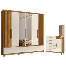 Guarda Roupa Casal Amazonas e Cômoda Lisboa Freijó Off White com Espelho - Moval Guarda Roupa Casal Amazonas e Cômoda Lisboa Freijó Off White com Espelho - Moval