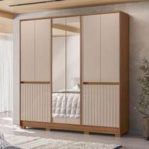 Guarda Roupa Casal Ambiente Alasca 10 Portas Carvalho Fendi Com Espelho - Moval