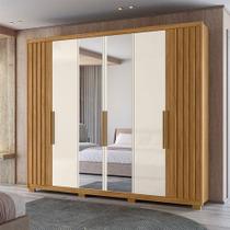 Guarda Roupa Casal Ambiente Araguaia 6 Portas Freijó Off White Com Espelho - Moval