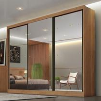 Guarda Roupa Casal Ambiente Atlanta 3 Portas 4 Gavetas Cumaru 23 com Espelho Novo Horizonte