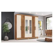 Guarda Roupa Casal Ambiente B367 Nature Off White Henn Com Espelho - Briz Móveis