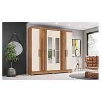 Guarda Roupa Casal Ambiente B367 Nature Off White Henn com Espelho - Briz Móveis