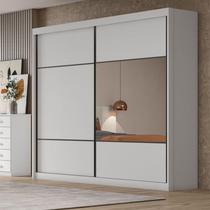 Guarda Roupa Casal Ambiente Belmonte 2 Portas 4 Gavetas Neve com Espelho Novo Horizonte