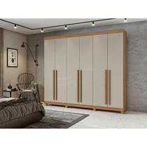 Guarda Roupa Casal Ambiente Bertha 6 Portas 2 Gavetas Amêndoa Clean Off White com Pés - Lopas
