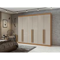 Guarda Roupa Casal Ambiente Bertha 6 Portas Amêndoa Clean Off White - Lopas
