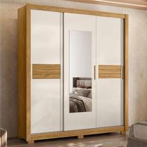 Guarda Roupa Casal Ambiente Canadá 3 Portas Freijó Off White com Espelho - Moval
