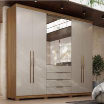 Guarda Roupa Casal Ambiente Giardino 6 Portas Amêndola Nude Prime Tx Com Espelho E Pés - Demóbile