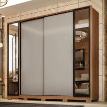 Guarda Roupa Casal Ambiente Laredo Amêndola Touch Nude Prime Flex Com Portas De Vidro Reflecta E Pés - Demartez Guarda Roupa Casal Ambiente Laredo Amêndola Touch Nude Prime Flex Com Portas De Vidro Reflecta E Pés - Demartez