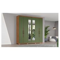 Guarda Roupa Casal Ambiente Léster 6 Portas Nature Verde HP com Espelho - Henn