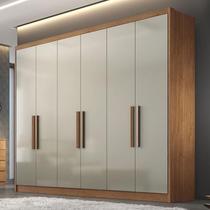 Guarda Roupa Casal Ambiente Linea 6 Portas 4 Gavetas Cumaru 25 Fendi com Nicho Novo Horizonte