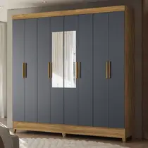 Guarda Roupa Casal Ambiente Marajó 8 Portas Freijó Cinza com Espelho Moval Guarda Roupa Casal Ambiente Marajó 8 Portas Freijó Cinza com Espelho Moval