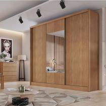 Guarda Roupa Casal Ambiente Medelim 3 Portas 6 Gavetas Cumaru 23 com Espelho Novo Horizonte