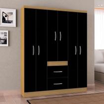 Guarda Roupa Casal Ambiente Milão 6 Portas Damasco Preto - Poquema